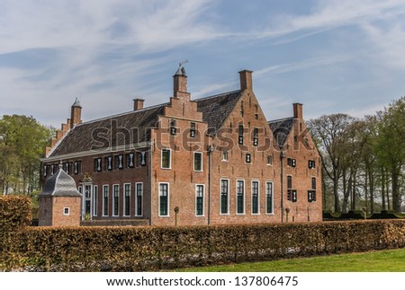 View from the garden of the old dutch mansion Menkemaborg