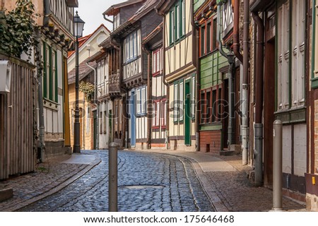 Street in the old center of Wernigerode, Germany