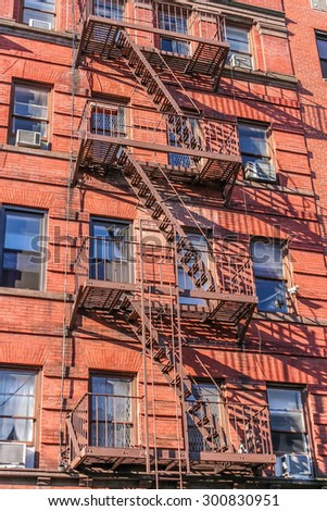 Emergency fire stairs in New York City, USA
