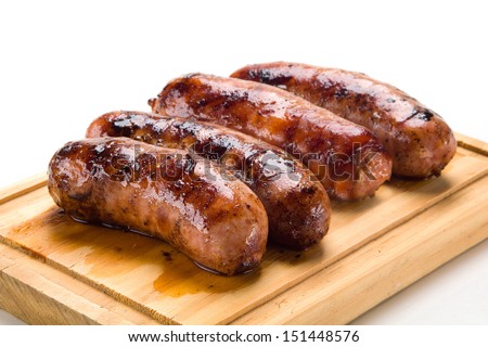 Sausage roasted on the grill.