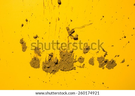 Texture clay moving in yellow background