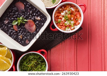 Feijoada, the Brazilian cuisine tradition with space for text
