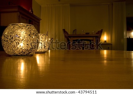 table in a chamber with romantic candlelight