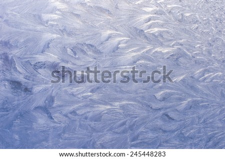 Frosted glass. Ice patterns on winter glass