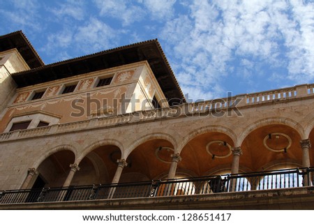 Spanish architecture / Angles and arcades of the spanish building in Majorca