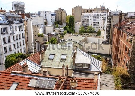 View from the 6th floor window on the rooftops somewhere in Paris