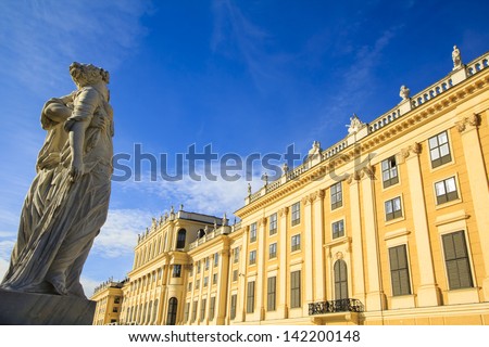 Vienna - Greek statue with the Schonbrunn palace on the background.