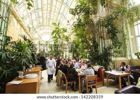 Vienna, Austria - March 10 : One Of The Nicest Viennese Restaurants - &Quot;Palmenhouse&Quot; Situated In The Greenhouse Next To The Hofburg Complex In Vienna, Austria On March 10th, 2013.