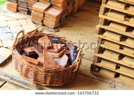 Clay tiles production using medieval techniques in GuÃ?Â©delon, France