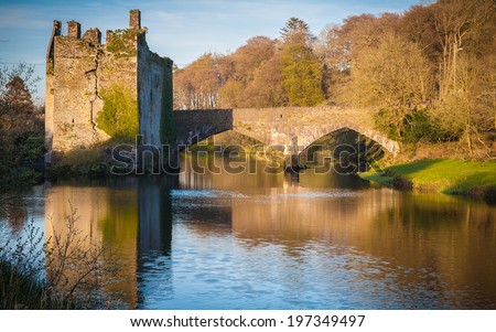 Derelict Irish Castle In Late Afternoon Sunshine