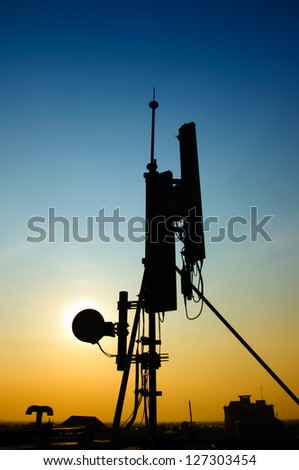 silhouette mobile antenna tower.