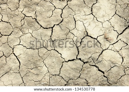 Texture of soil break caused by heat from sun