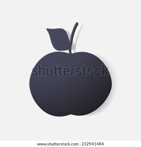 Paper clipped sticker: fruit, apple. Isolated illustration icon
