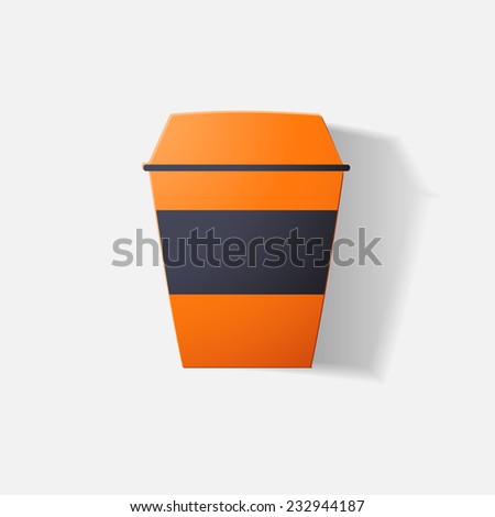 Paper clipped sticker: cup of coffee. Isolated illustration icon