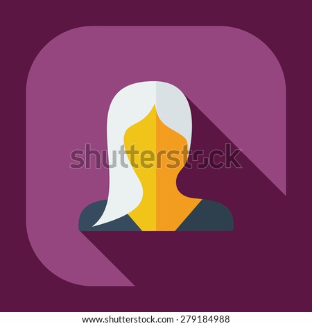 Flat modern design with shadow icon silhouette girl creative hairstyle
