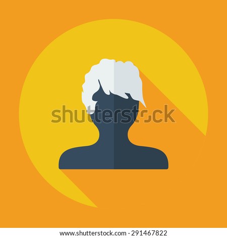 Flat modern design with shadow Man silhouette creative hairstyle