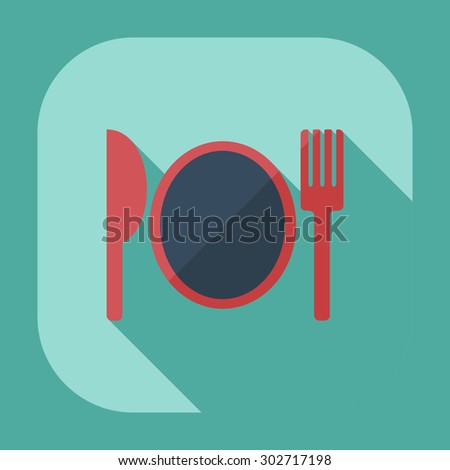 Flat modern design with shadow icons tableware