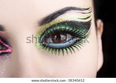 turquoise eye makeup. stock photo : Eye makeup with