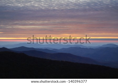 A sunrise on the Blue Ridge Parkway in Western North Carolina