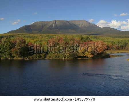 View of Mount Katahdin the northern terminus of the Appalachian Trail