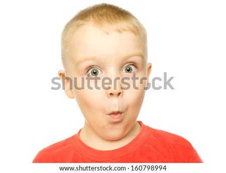 Boy with funny amazed expression
