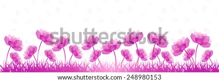 Banner with flowers.Beautiful purple flowers with petal isolated on white