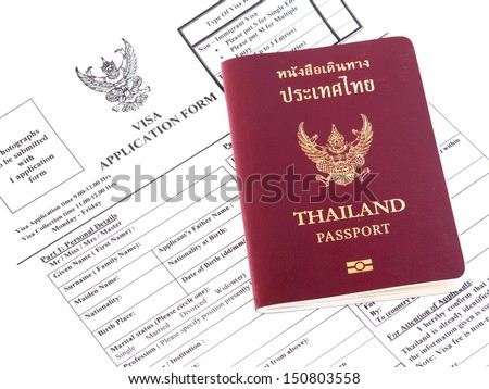 Visa application with passport