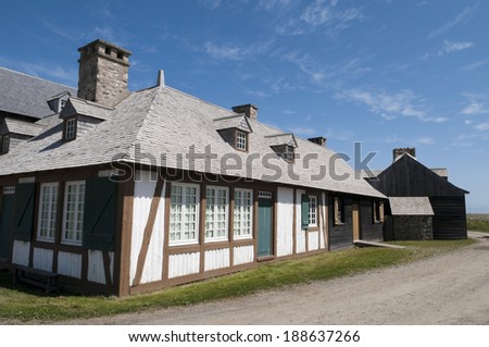 18th century reconstruction of buildings on the historic Lousibourg fortress in Nova Scotia