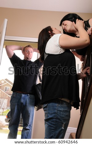 man walking in on his wife cheating with a woman