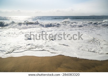 Huge Ocean Waves in Half Moon Bay in Big Sur, California