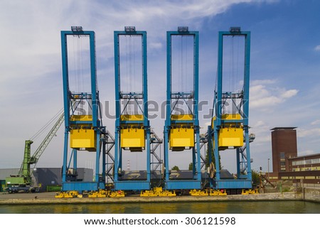 Large container cranes in Port of Antwerp, Belgium