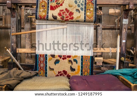 Traditional tibetan сarpet workshop of Tibetan Refugee Self Help Center, Darjeeling, India