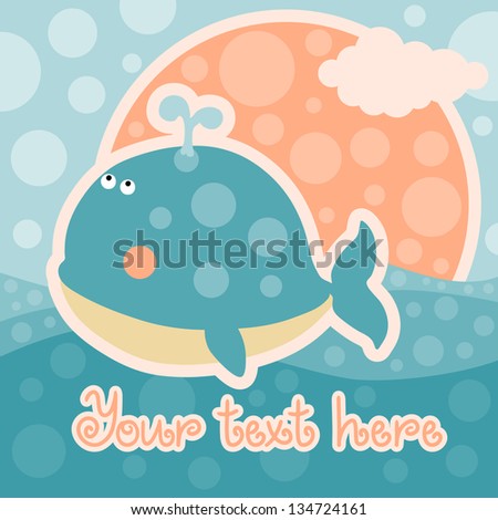 Baby shower card with whale and space for text vector Baby shower card with whale and space for text vector