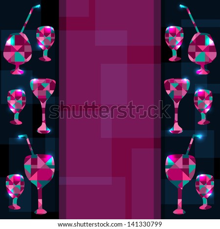 Abstract background with cocktails, wine glass and space for text - raster version