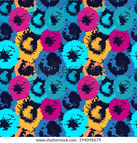 Colorful abstract seamless pattern with flowers Hawaiian Hibiscus Art grunge ornament Summer Paint stains Rainbow background Distressed Fabric textile design Endless print texture vector Colorful abstract seamless pattern with flowers Hawaiian Hibiscus Art grunge ornament Summer Paint stains Rainbow background Distressed Fabric textile design Endless print texture vector