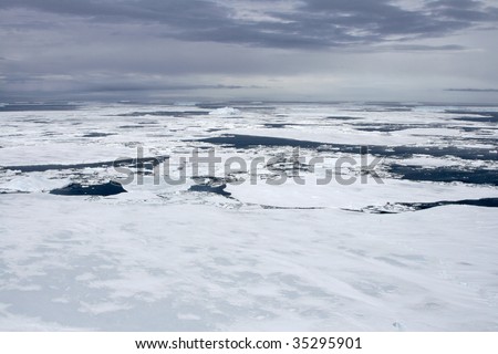 Aerial view of the sea ice in the Weddell Sea, Antarctica