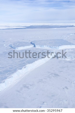 Aerial view of the sea ice in the Weddell Sea, Antarctica