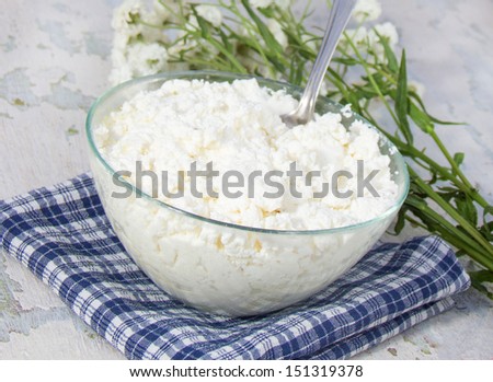 cottage cheese and flowers on a napkin
