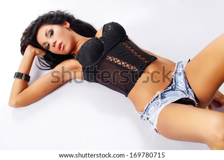 sexy  beautiful black woman in jeans shorts 3