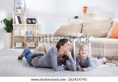 Mom and daughter in the living room