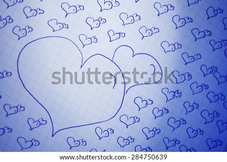 Love background with love you, miss you message, feeling when confession on abstract paper background, can use on valentine day, mother day or celebrate love day, Paper love message with blue light