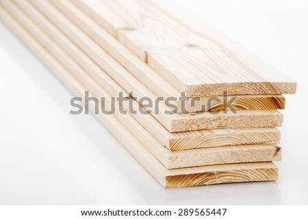 Stacks of wooden timber planks isolated on white background. Set of wooden board isolated.