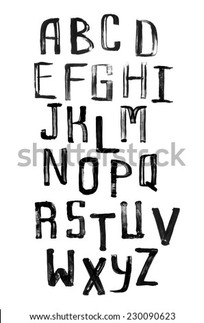 Grunge uneven handwritten paint alphabet vintage calligraphy stamp style font capital letters Grunge uneven handwritten paint alphabet vintage calligraphy stamp style font capital letters