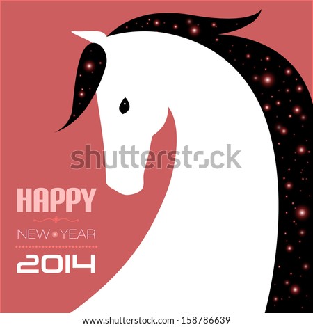 Happy new year card for 2014 year of Horse Happy new year card for 2014 year of Horse