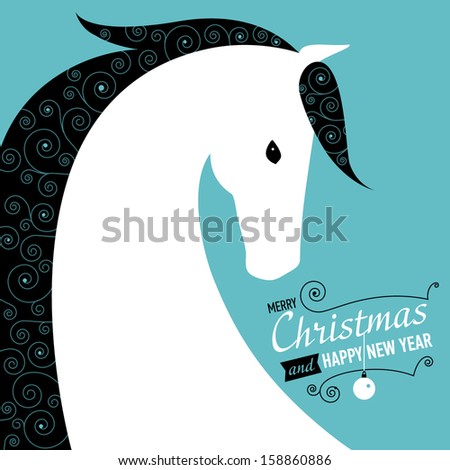Merry Christmas and Happy new year card for 2014 year of Horse Merry Christmas and Happy new year card for 2014 year of Horse