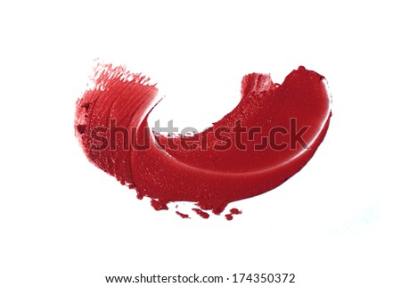 Red lipstick smear isolated on white