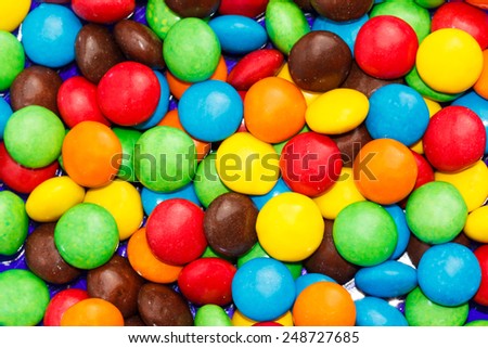 Many colourfull chocolate candy dots for the background