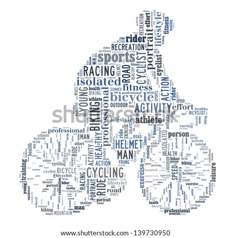 person cycling info-text graphics and arrangement concept (word cloud)