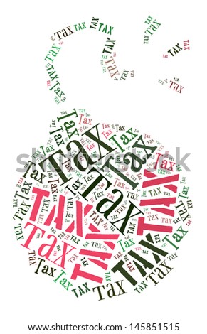 Tax word collage in exploding bomb shape