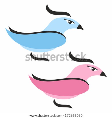 Colorful vector bird pair (bird set version #2)